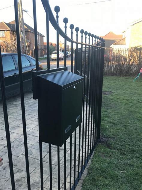 letter box for metal gates|mailbox attached to railing.